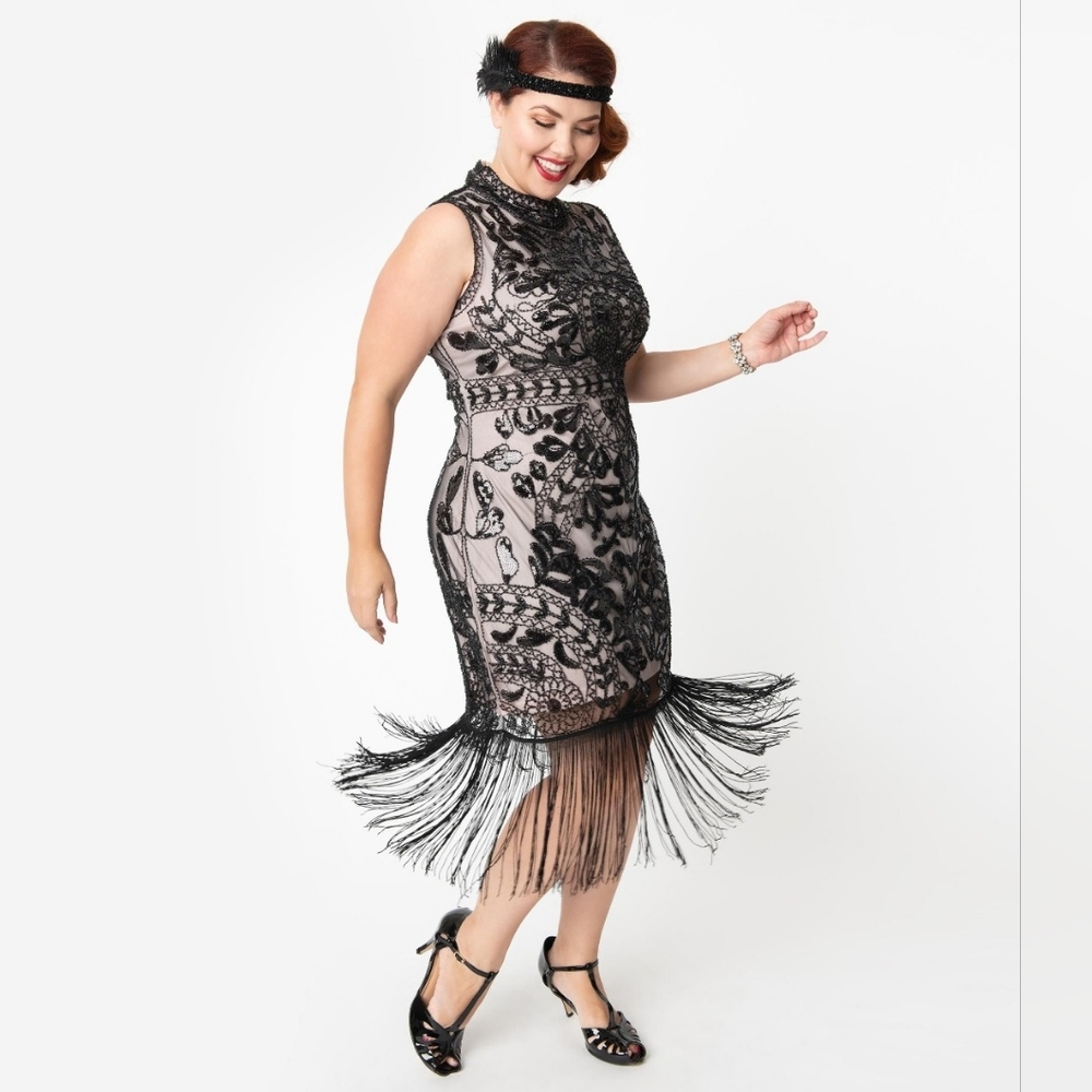 Black & Light Pink Flapper Dress